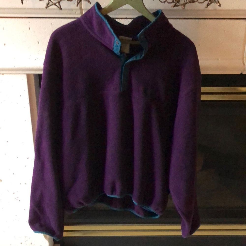Vintage LL Bean fleece quarter snap  dark purple sweatshirt  xl